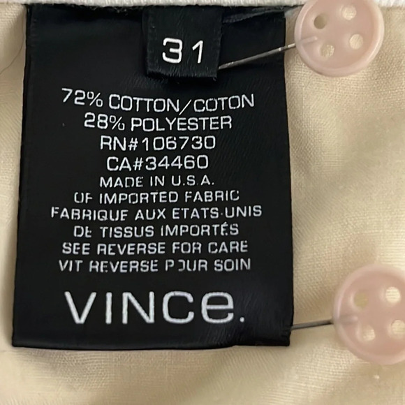 Vince 5 Pocket Relaxed Rolled Denim Shorts in Optic White - Size 31 - Picture 5 of 7